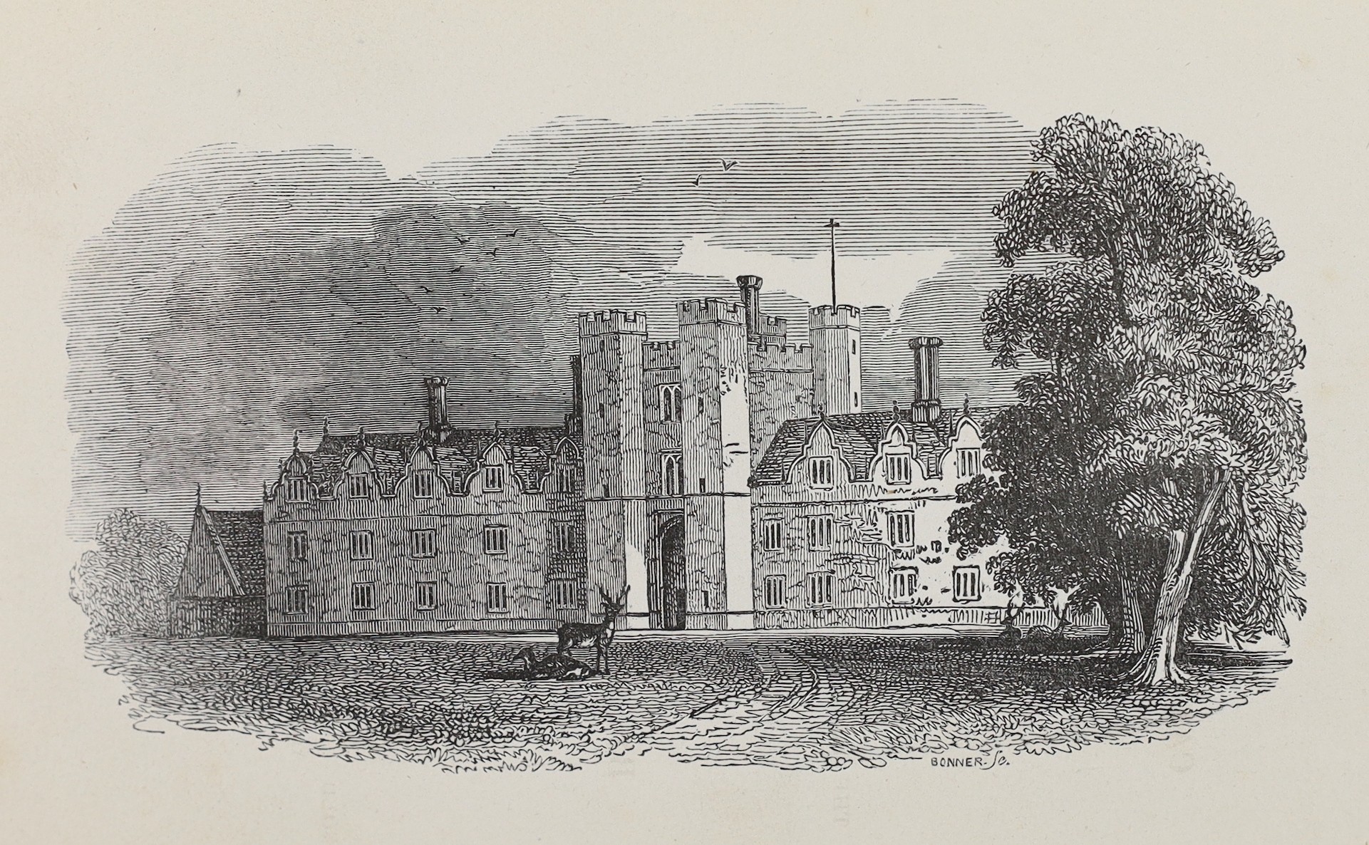 KENT: Brady, John H. - The Visitor's Guide to Knole ... with Catalogues of the Pictures ... 6 plates, folded pedigree and text engravings, half title, errata slip; original blind-decorated and gilt-lettered cloth, 12mo.